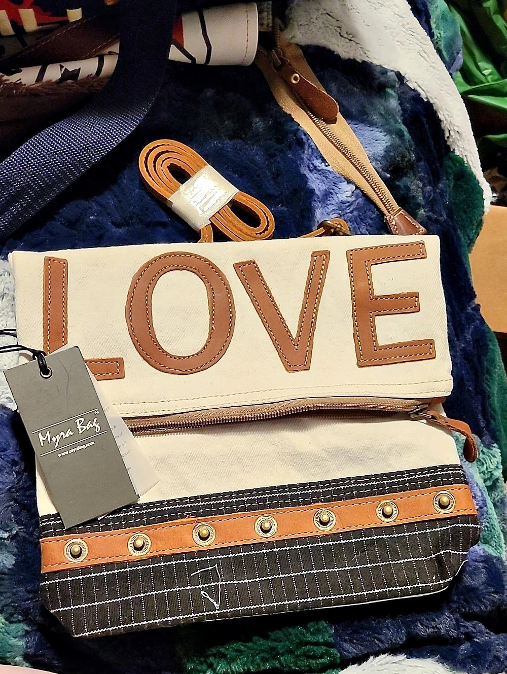 Myra Bag Seeds Of Love Crossbody Bag Cream & Brown NWT